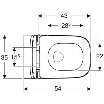 Подвесной унитаз Geberit Smyle Square Rimfree 500.683.00.2 с сиденьем SoftClose