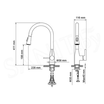 Смеситель для кухонной мойки Timo Saona 2336/00FL с выдвижным изливом