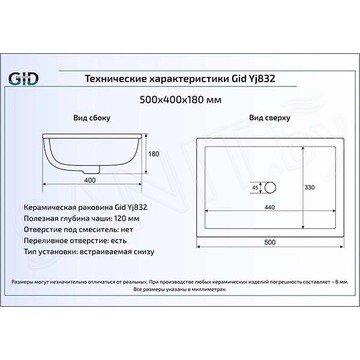 Умывальник Gid Yj832