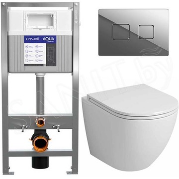 Комплект инсталляции Cersanit Aqua Prime P 50Z с системой Fresh с пневматической кнопкой Square 63531 и унитазом Grossman GR-4455S