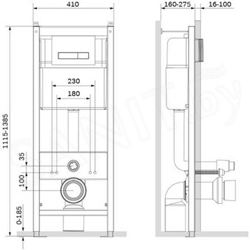 Инсталляция для унитаза AM.PM Start I012703.0201 с белой кнопкой Start S