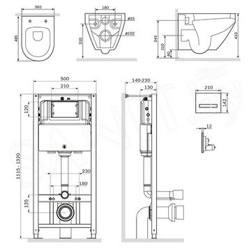 Комплект инсталляции AM.PM Pro IS450A38.701700 с кнопкой Touchless Pro и подвесным унитазом Spirit V2.0 FlashClean