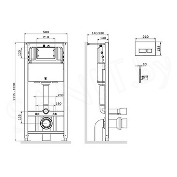 Комплект инсталляции AM.PM Pro IS47001.741700 с кнопкой Pro S и подвесным унитазом Sense