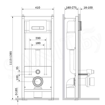 Комплект инсталляции AM.PM Start IS30201.701700 с кнопкой Start S и подвесным унитазом Spirit FlashClean