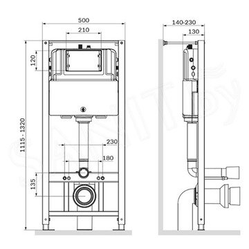 Инсталляция для унитаза AM.PM Pro I012704.9038 с черной кнопкой Pro L