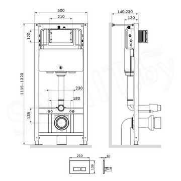 Инсталляция для унитаза AM.PM Pro I012704.7038 с черной кнопкой Pro S