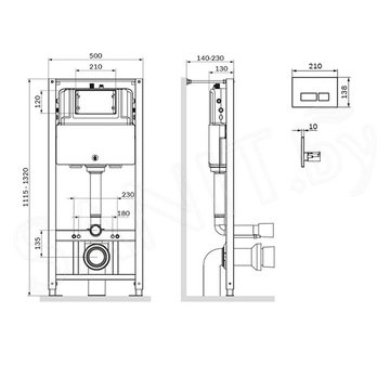 Инсталляция для унитаза AM.PM Pro I012704.7031 с кнопкой Pro S никель матовый