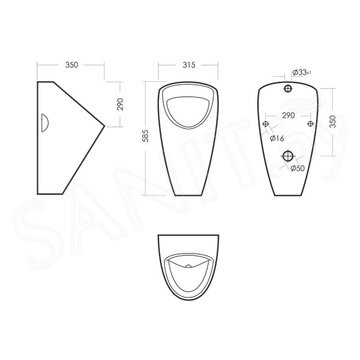 Писсуар Sanita Luxe Long LNGSLUR01