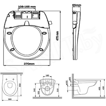 Подвесной унитаз AM.PM Sense CCM741700 с механической крышкой-биде Clean Care