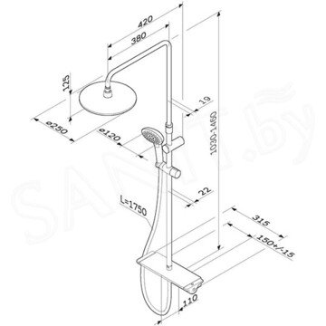 Душевая стойка AM.PM Spirit V2.0 F0770A400 термостатическая