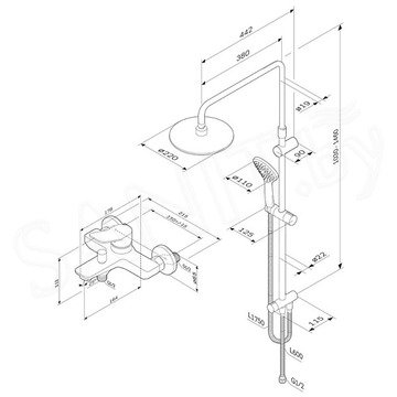 Душевая стойка AM.PM X-Joy F43885A14 в комплекте со смесителем