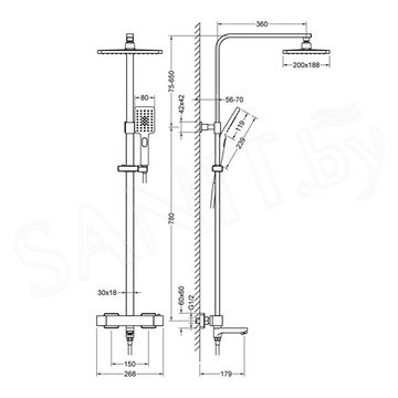 Душевая стойка Timo Tetra-Thermo SX-0169/17 с термостатом