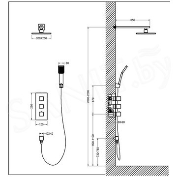 Душевая система Timo Tetra-Thermo SX-0179/03SM встраиваемая с термостатом