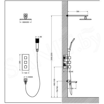 Душевая система Timo Tetra-Thermo SX-0199/17SM встраиваемая с термостатом