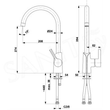 Смеситель для кухонной мойки Armatura Angelit 6713-915-40