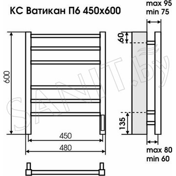 Полотенцесушитель Terminus КС Ватикан электро quick touch черный матовый