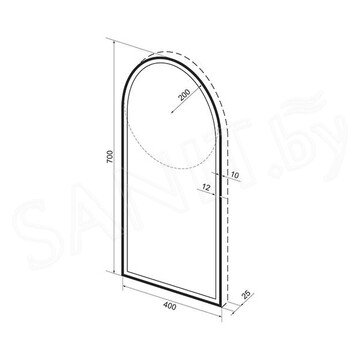 Зеркало Wellsee 7 Rays' Spectrum арочное с фронтальной LED-подсветкой