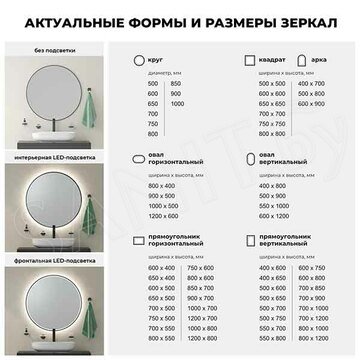 Зеркало Wellsee 7 Rays' Spectrum арочное с фронтальной LED-подсветкой