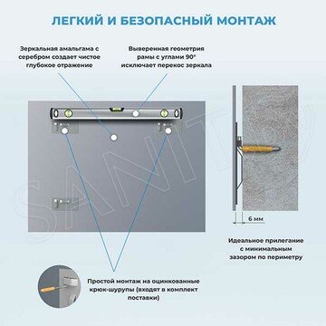 Зеркало Wellsee 7 Rays' Spectrum прямоугольное вертикальное черный контур