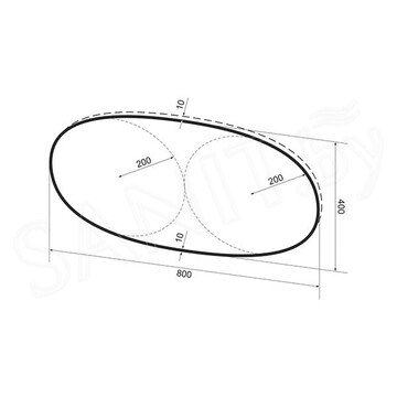 Зеркало Wellsee 7 Rays' Spectrum овальное горизонтальное черный контур