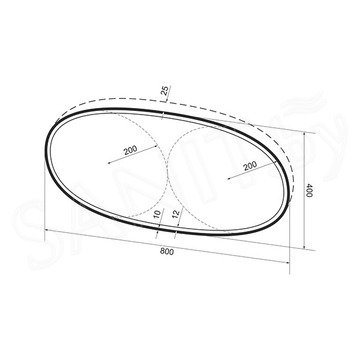 Зеркало Wellsee 7 Rays' Spectrum овальное горизонтальное с фронтальной LED-подсветкой