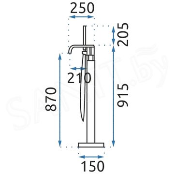 Смеситель для ванны Rea Carat Black REA-B5423 напольный