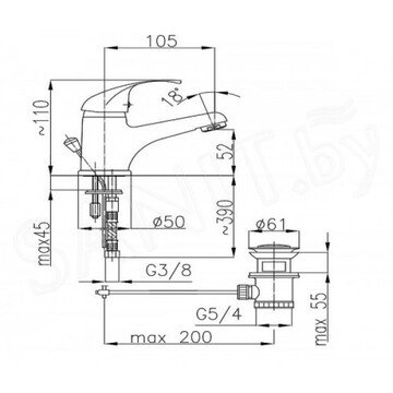 Смеситель для умывальника Armatura Azuryt 5512-825-00