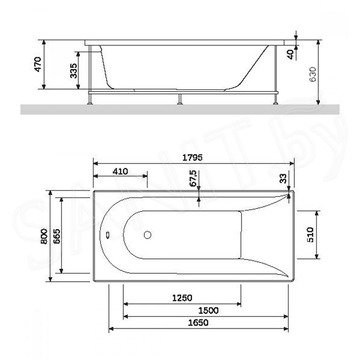 Лицевой экран для ванны AM.PM Spirit 180х80