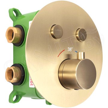 Душевая система Rea Lungo Miler Brush Gold REA-P6716 встраиваемая с термостатом