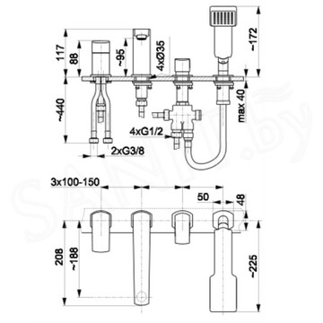 Смеситель на борт ванны Armatura Mokait Black 5535-210-81