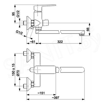 Смеситель для ванны Armatura Agat 4428-715-00