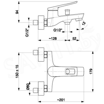 Смеситель для ванны Armatura Amazonit 4624-010-00