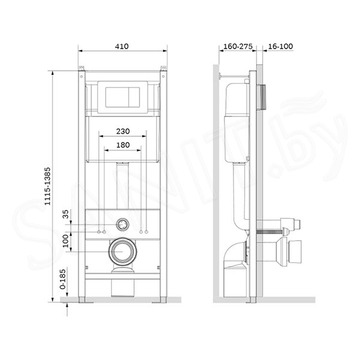 Комплект инсталляции Damixa DX86.IS10151.1700 с кнопкой хром и подвесным унитазом Sirius