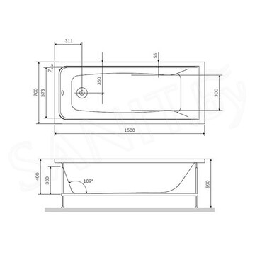 Акриловая ванна AM.PM Gem с душевой шторкой W90BS-080-140CT и каркасом