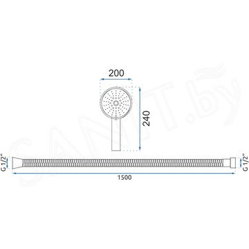 Душевая лейка со шлангом Rea Chrome REA-P4520