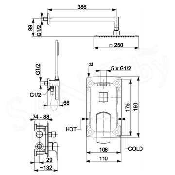 Душевая система скрытого монтажа Armatura Mokait Black 5539-511-81