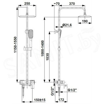 Душевая стойка Armatura Logon Black 5136-915-81