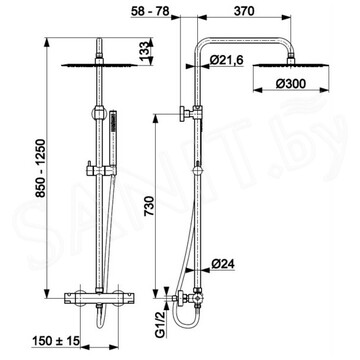 Душевая стойка Armatura Moza Gold 5736-920-31 с термостатом