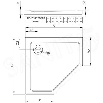 Душевой поддон Radaway Doros PT Stone White