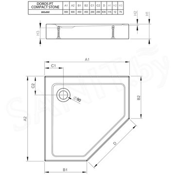 Душевой поддон Radaway Doros PT Compact Stone Anthracite