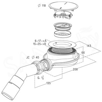 Сифон для душевого поддона Radaway Turboflow TBXS с гидрозатвором