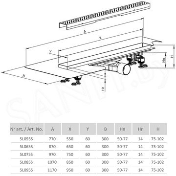 Решетка для душевого трапа Radaway Basic Slim 5R055SB / 5R065SB