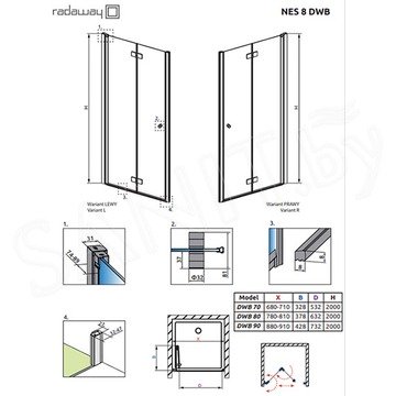 Душевая дверь Radaway Nes 8 Black DWB