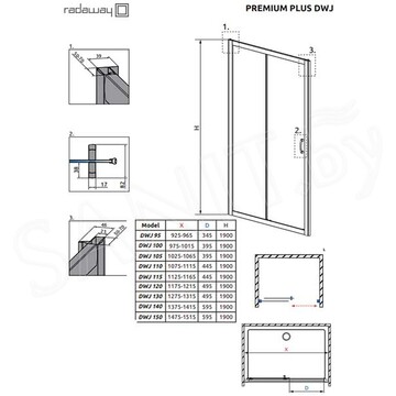 Душевая дверь Radaway Premium Plus DWJ Brown