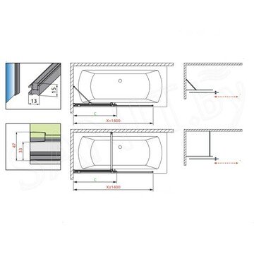 Душевая шторка на ванну Radaway Furo Black PND II