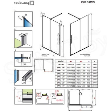 Душевая дверь Radaway Furo Gold DWJ