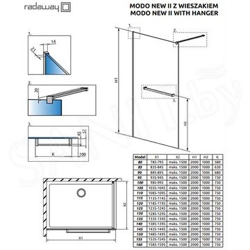 Душевая стенка Radaway Modo II New c полотенцедержателем