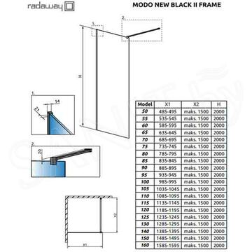 Душевая стенка Radaway Modo II New Black Frame