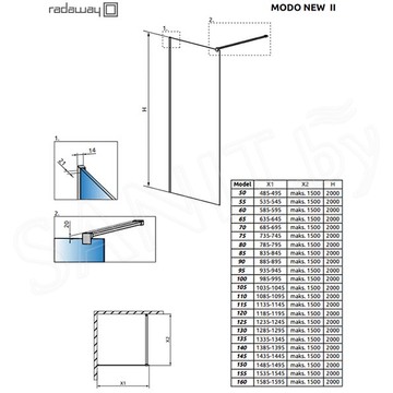 Душевая стенка Radaway Modo II New Gold