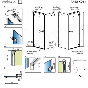 Душевой уголок Radaway Arta KDJ I 80 + S1